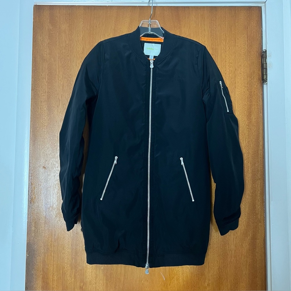 ADIDAS NEO Women’s Mid-length Black Bomber Jacket, Size XS